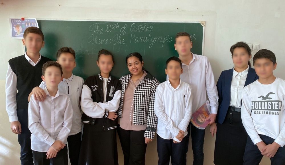 Teacher with students